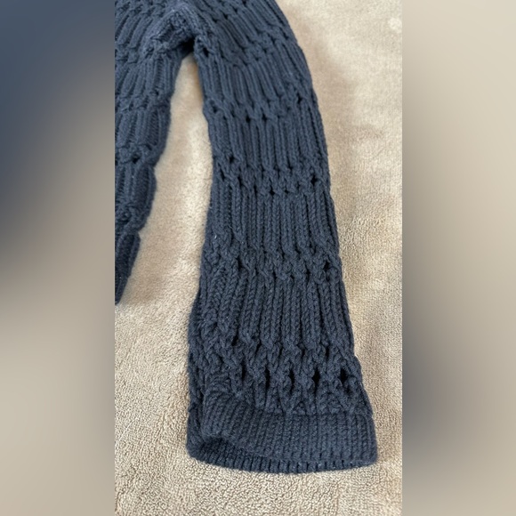 LOFT Women’s XS Black Open Stitch Knit Cardigan Button Front Sweater Crew Neck - Picture 11 of 12